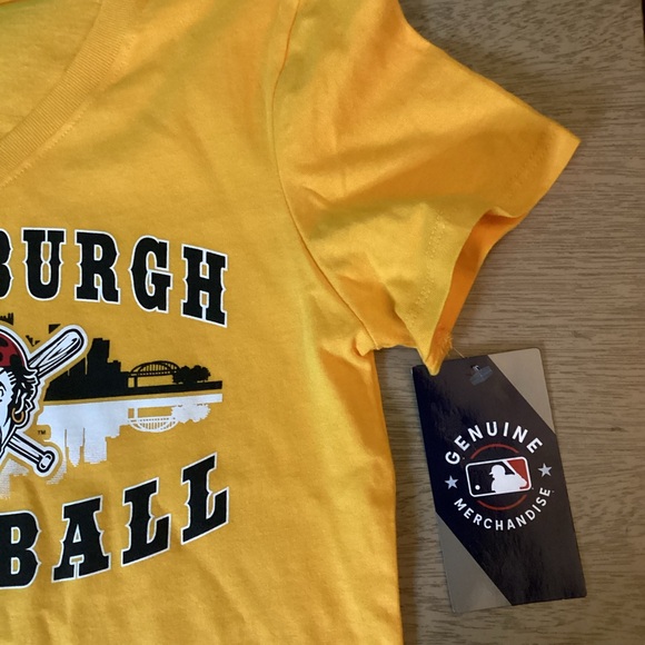 MLB Pittsburgh Pirates Girls' V-Neck T-Shirt Size Large (10/12) NWT - Picture 6 of 10